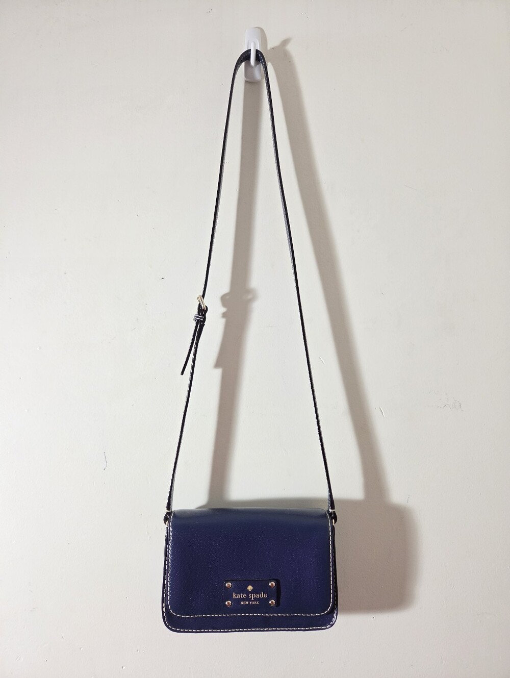 kate spade Navy Leather Crossbody with Gold Hardware